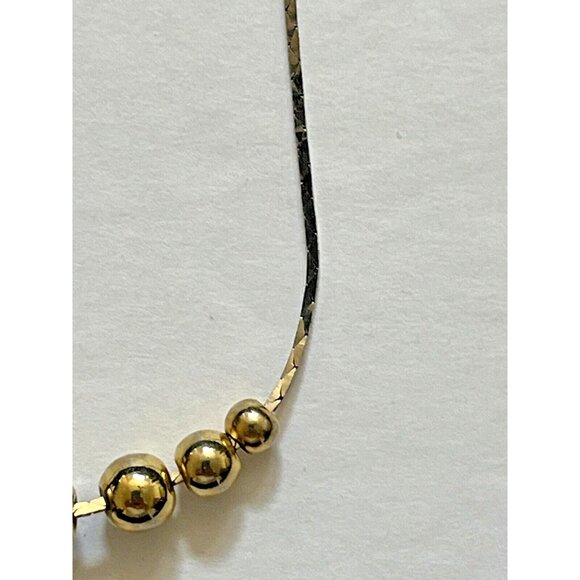 Silver Tone Cobra Necklace Chain w/7 Gold Tone Balls Spring Ring Clasp 17 1/2" - Picture 5 of 5